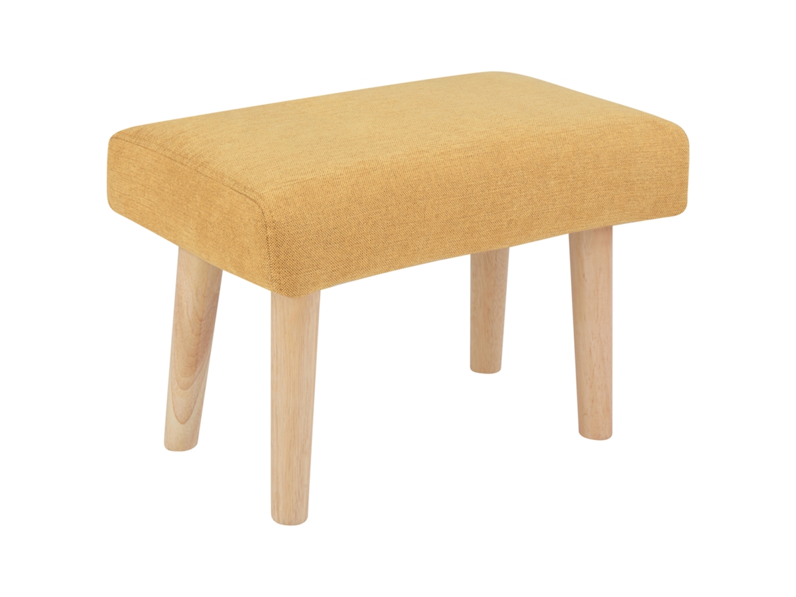 Apoio Para Os Pés Estofado Beliani Takoma Ii De Tecido Amarelo 50x30x34
