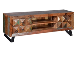 Mueble TV madera reciclada multicolor MULTICOLOR.GINER Y COLOMER 55x40x155
