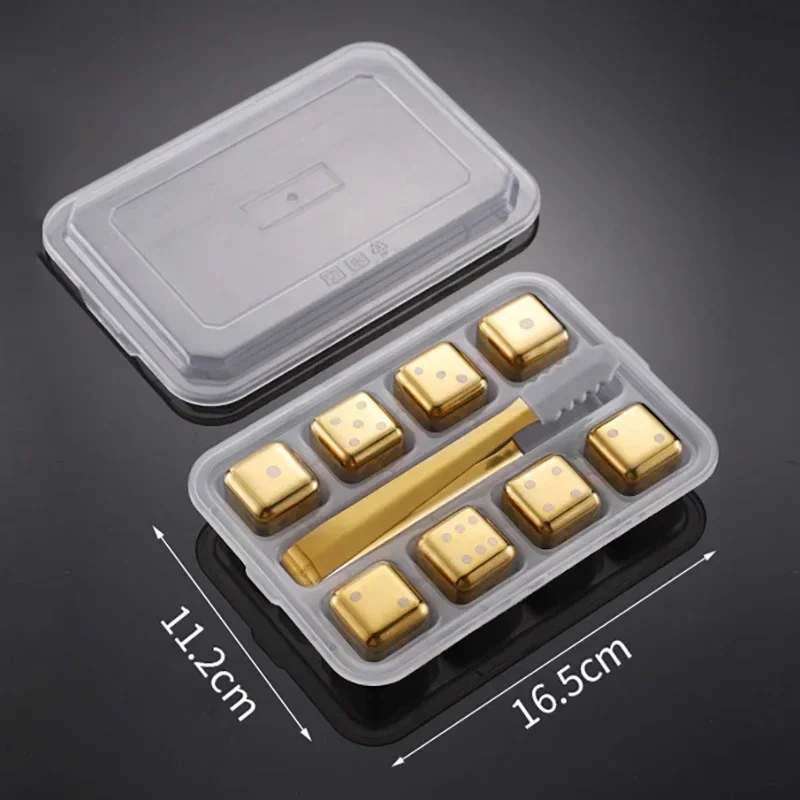 (oro, 8 Unidades, Con Clips) Cubitos De Hielo Reutilizables De Acero Inoxidable, De Congelación Rápida, Metal Apto Para Uso Alimentario.