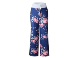 2026-pantalones De De Mujer Con Estampado Floral Elástico Cómodo Para Descanso Y Uso Casual M Blue1