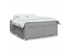 Cama Box Spring Con Colchón Tela Gris Claro 180x200 Cm