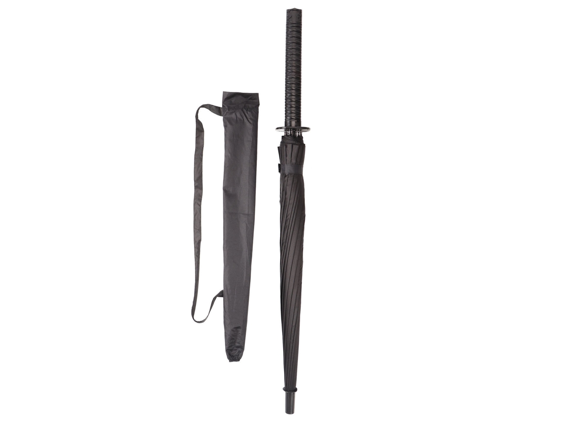 Paraguas grande de 16 varillas, resistente al viento, con apertura automática, para el sol y la lluvia, con diseño de espada samurái y katana.