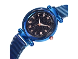 Reloj De Pulsera De Moda Para Mujer Con Números Romanos, Correa De Malla De Aleación, Cuarzo (azul)
