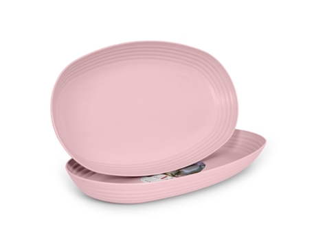 Juego de 2 Bandejas Ovaladas Clásicas 2L PLASTIC FORTE (Rosa)