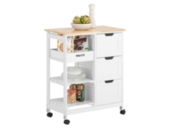 Carrito de Almacenamiento SOBUY FKW79-W (MDF y Madera de Pino - 68x38x85 cm)