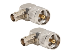 2 adaptadores UHF macho PL-259 a conector coaxial BNC hembra de 90 grados