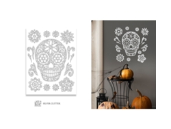 Adhesivo Calavera glitter de 30x40 cm