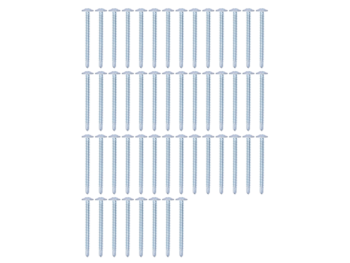 50 tornillos autorroscantes de acero al carbono galvanizado con cabeza redonda y arandela, 4,2 x 50 mm, kit de herrajes de fijación (sin marca).