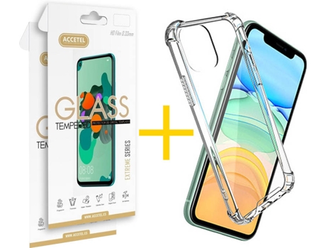 Kit Carcasa y Protector 2 X iPhone 11 Pro Skyhe Gel Reforzado Transparente