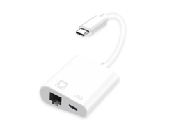 Adaptador De Usb-c Para Rj45 Ethernet Com Porta De Carregamento.. Adaptador/hub Eficiente Com Alta Velocidade, Ideal Para Casa, Es
