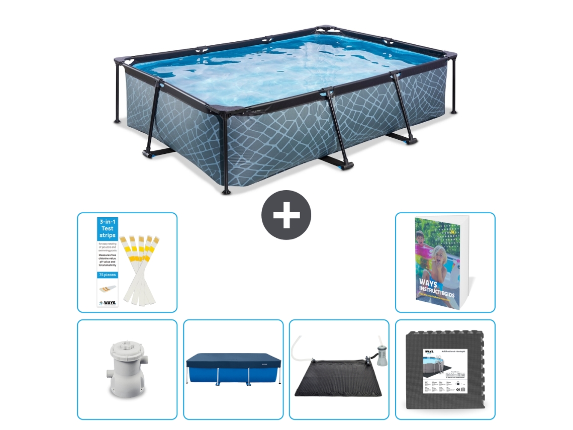 Exit-toys Piscina Exit Retangular - Efeito Pedra - 300x200x65 Cm - 7-peças S195