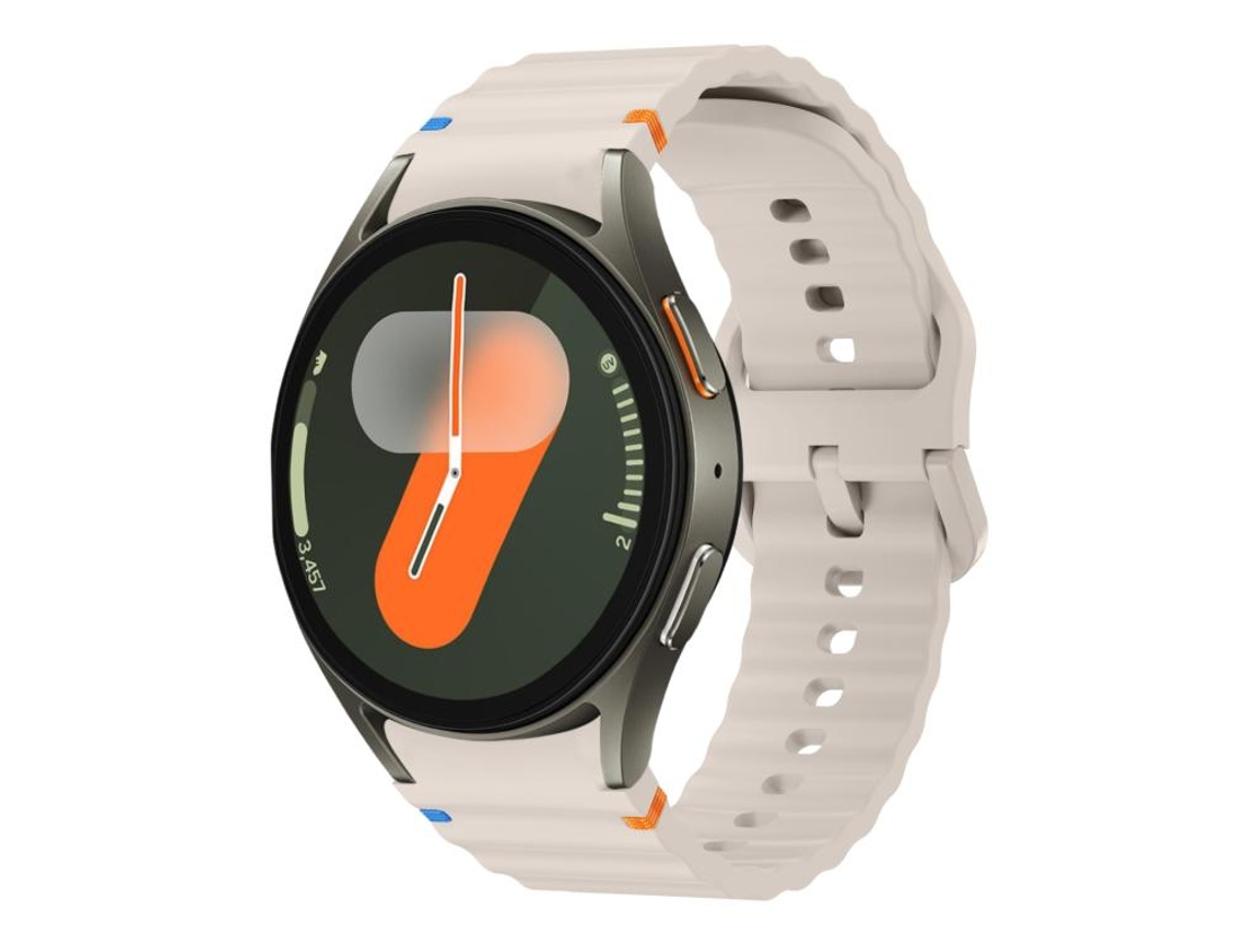 Correa de silicona para Samsung Galaxy Watch Fe/7/6/5/4 con hebilla colorida y costuras onduladas.