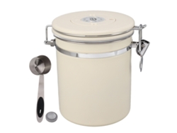 Recipiente Hermético De Acero Inoxidable Para Café Con Cuchara Y Calendario De Caducidad, 1,5 L, Color Beige.