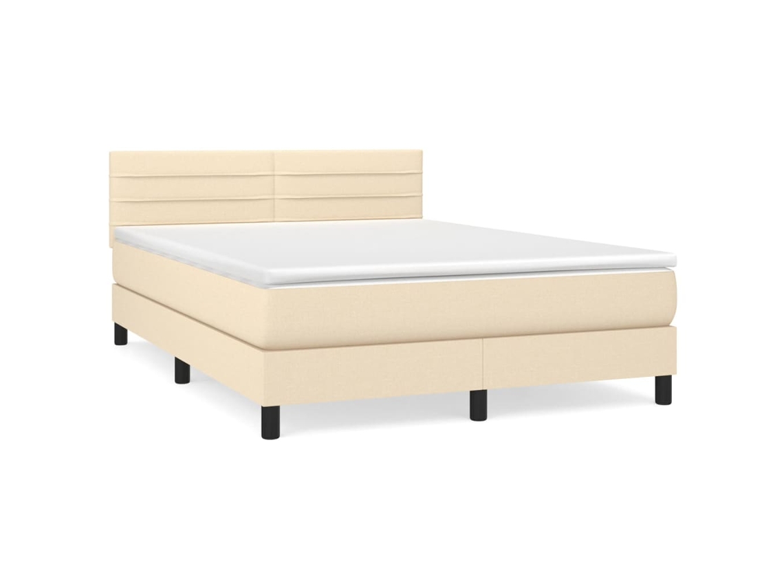 Maison Exclusive - Cama Box Spring Con Colchón Tela Color Crema 140x200 Cm