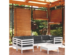 Conjunto de jardín de 7 piezas con cojines de pino blanco de DKD Home Decor