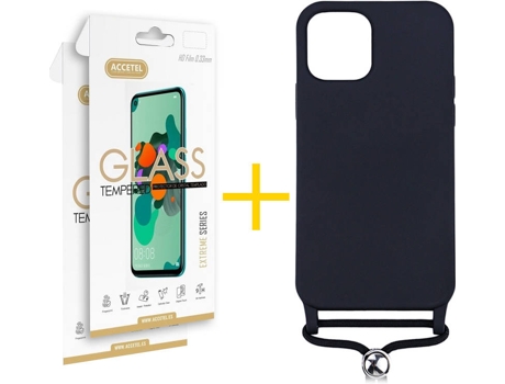 Kit Carcasa y Protector 2 X iPhone 11 Pro Skyhe Gel Rope Negro