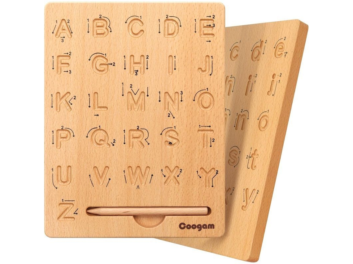 Tablero De Madera Dúplex Para Trazar Letras, Alfabeto Y Números 123, Juguete Educativo Montessori Para Preescolares.