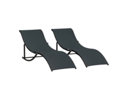 tumbonas plegables ergonómicas en forma de S con estructura de aluminio y textileno para piscina, terraza o jardín, 165x61x63 cm, color negro.