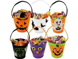 6 Bolsas De Fieltro Con Asa Para Dulces, Recogida De Dulces En Halloween, Favoritos De Fiesta