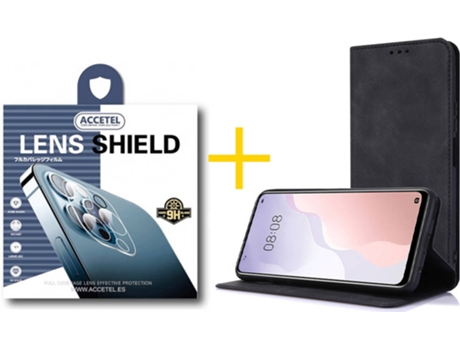 Carcasa + 2 Protectores de Cámara para Samsung Galaxy S22 Plus 5G ACCETEL Negro