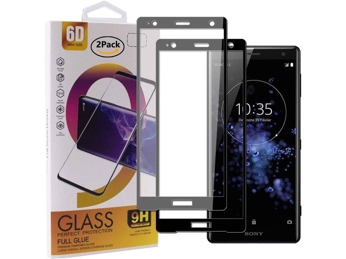 Protector Cristal Templado Sony Xperia XZ2 HONGWE. Cobertura Completa Negro