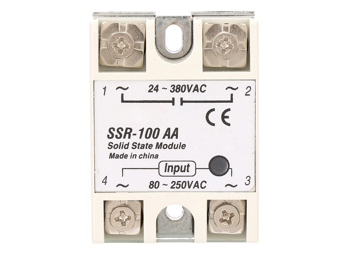 Módulo De Relé De Estado Sólido Monofásico Ssr-100aa Entrada 80-250vac Salida 24-380vac