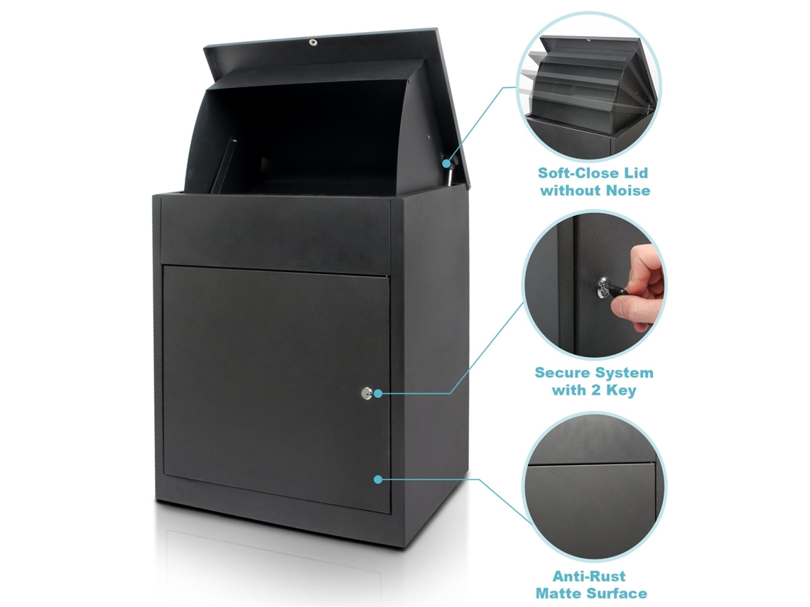 Buzón De Pared Color Negro V10 Con Placa De Identificación, Amplia Ranura Para Cartas Y 2 Llaves Buzón De Acero Con Recubrimiento En Polvo Para Montaje En Pared