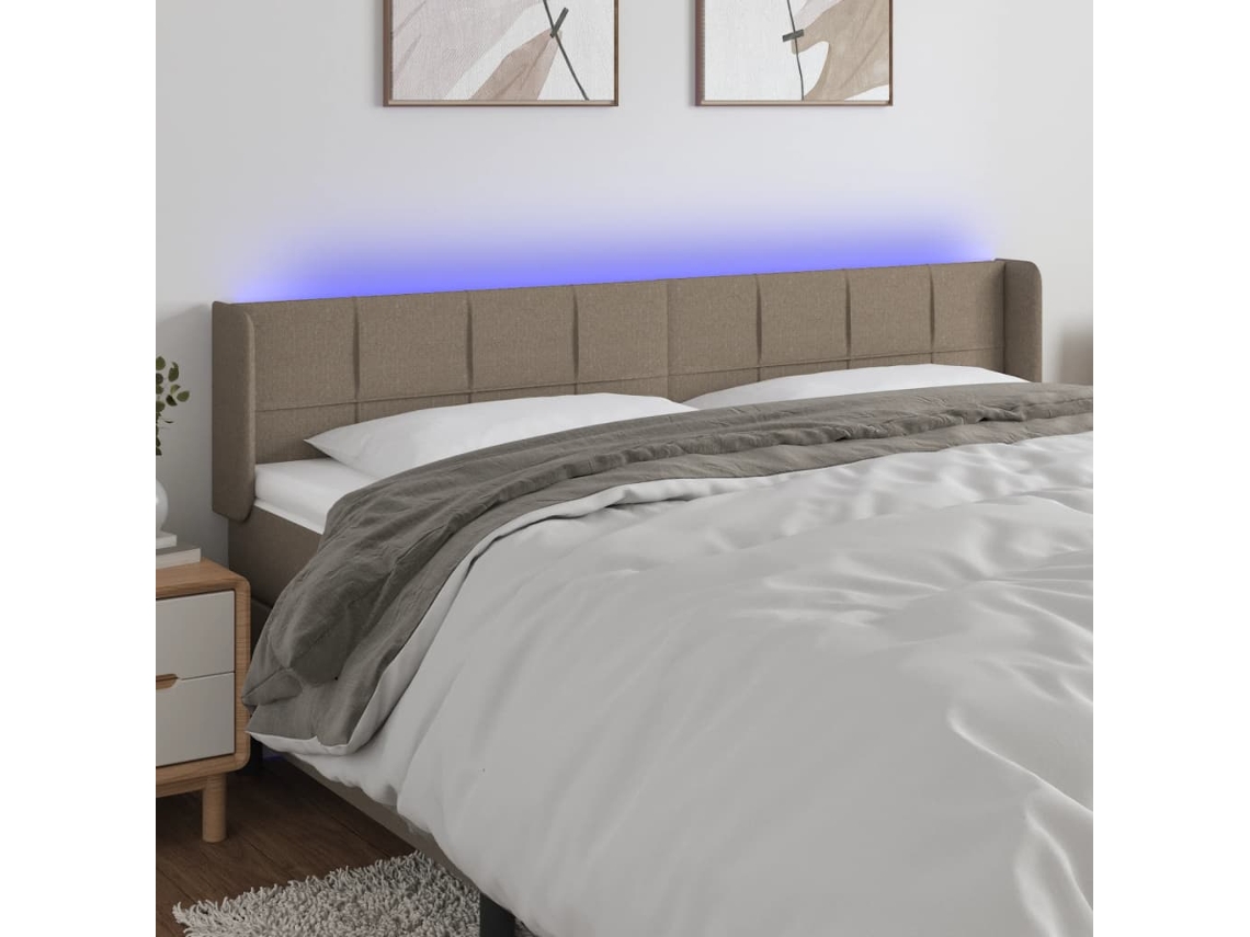 Cabecero Con Led De Tela Gris Taupe 183x16x78/88 Cm