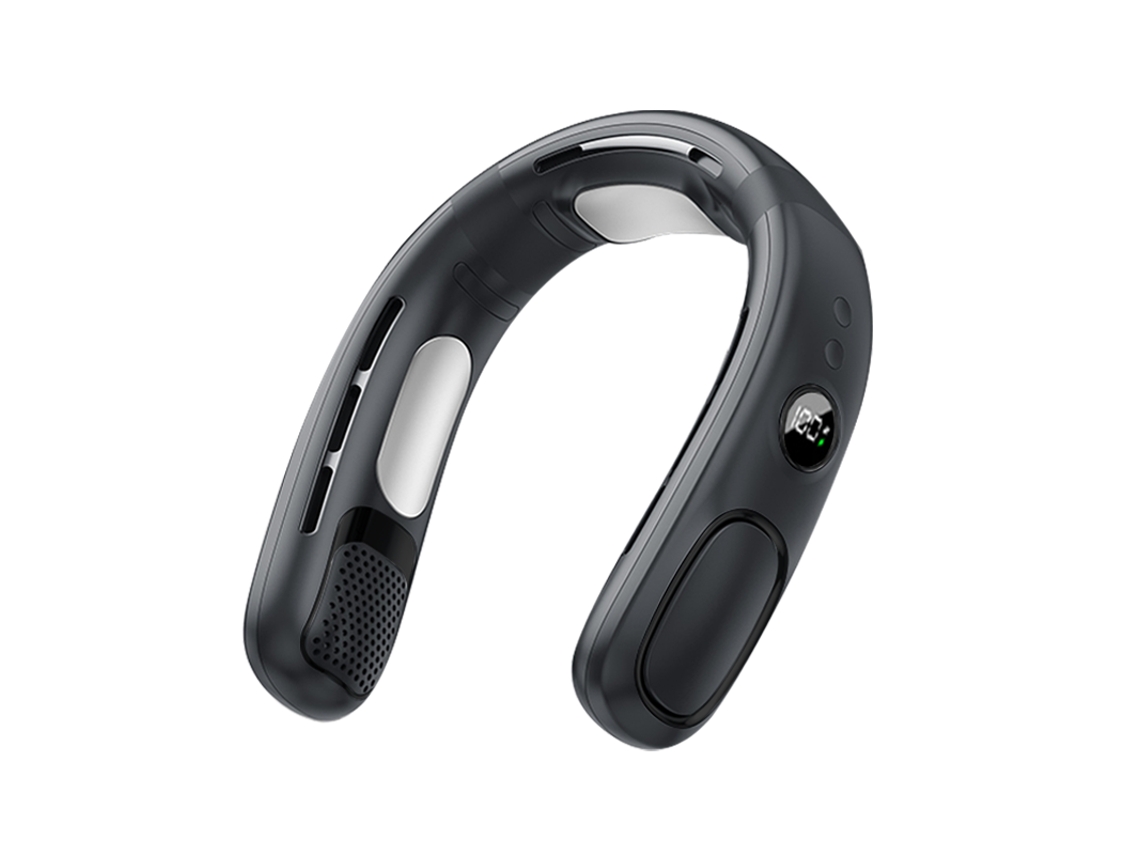 Mini ventilador de cuello portátil, diseño sin aspas, recargable por USB, batería de 4000 mAh Mdug (negro)
