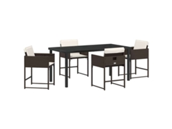 Maison Exclusive - Conjunto De Comedor De Jardín 5 Pcs Marrón Ratán Sintético