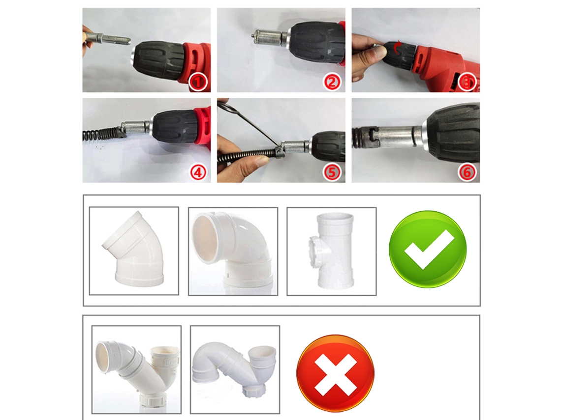 Herramienta Multifuncional Para Desatascar Desagües Con Resorte, Ideal Para Baños, Cocinas Y Desagües. Funciona Con Taladro Eléctrico.