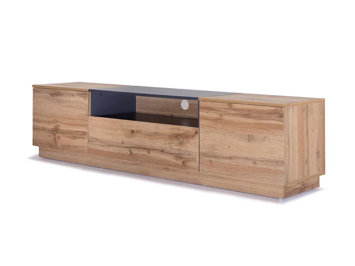 Mueble TV Industrial 2 Puertas y 1 Cajon 180cm Roble y Gris SALDOSYSTOCKS