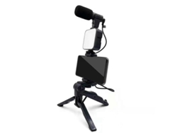 Kit de trípode para celular con micrófono LED, kit para crear videos de vlogs en vivo, estudio de selfies B, Nostalgia88