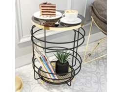 Mesa auxiliar Padasjoki metal 55x40cm - Negro/Dorado [EN.CASA]
