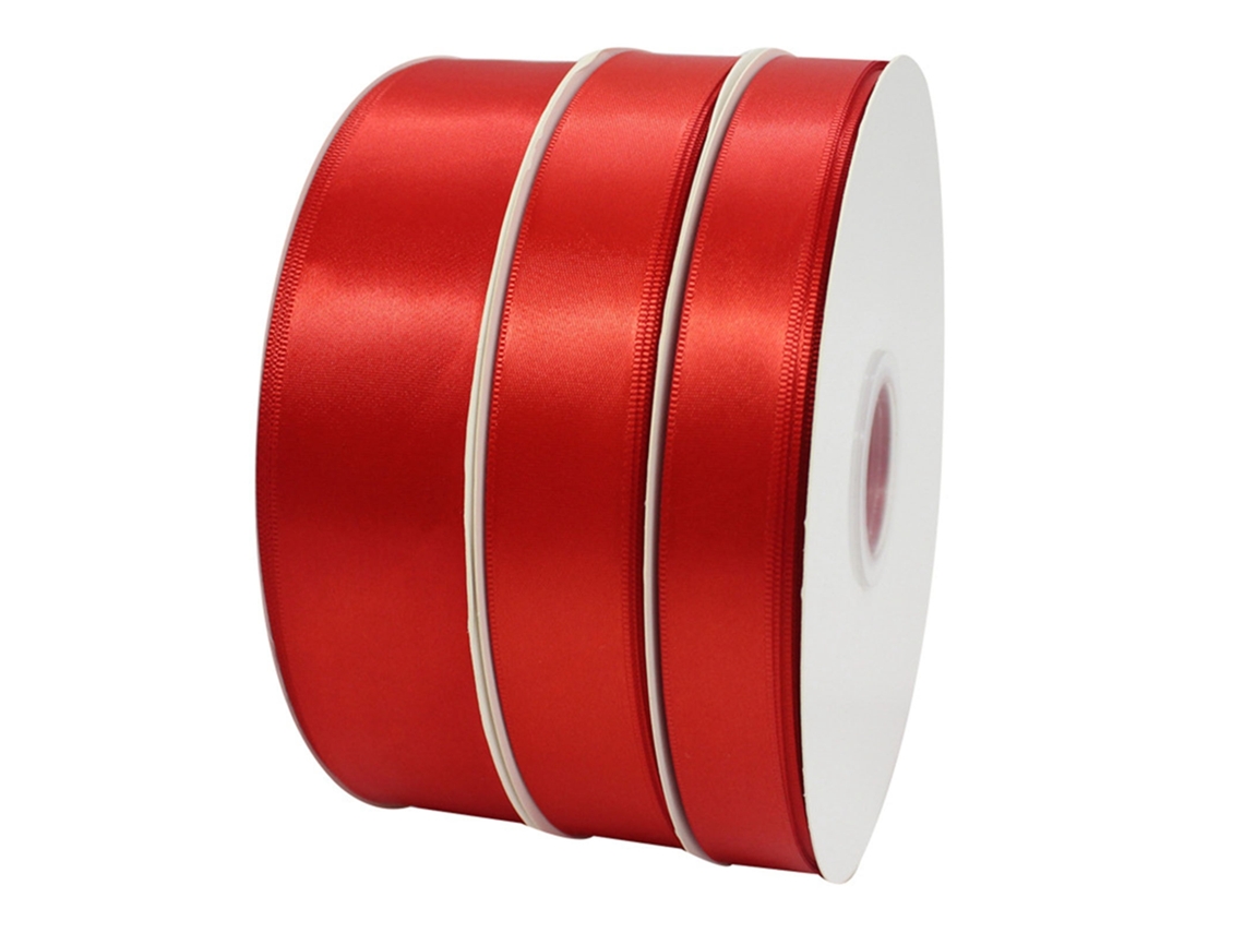 Cinta De Satén Roja De 99,5 Yardas Y 2,5 Cm De Ancho Para Envolver Regalos, Navidad Y Manualidades.
