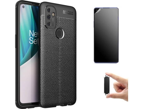 Kit Carcasa, Protector Y Soporte Oneplus Nord N100 Ultimatte Rugged Leather Negro