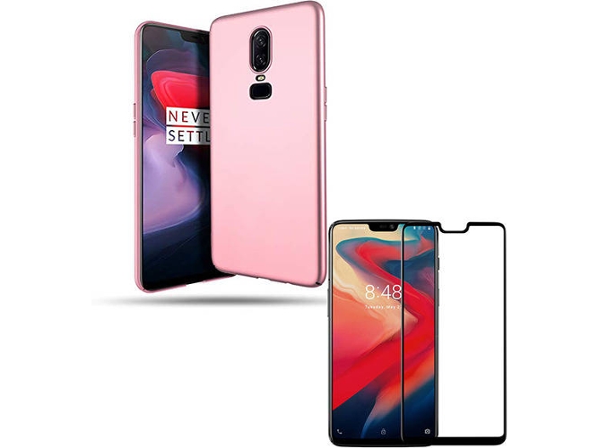Kit Carcasa y Protector Cristal 5D OnePlus 6 SlimShield Rosa