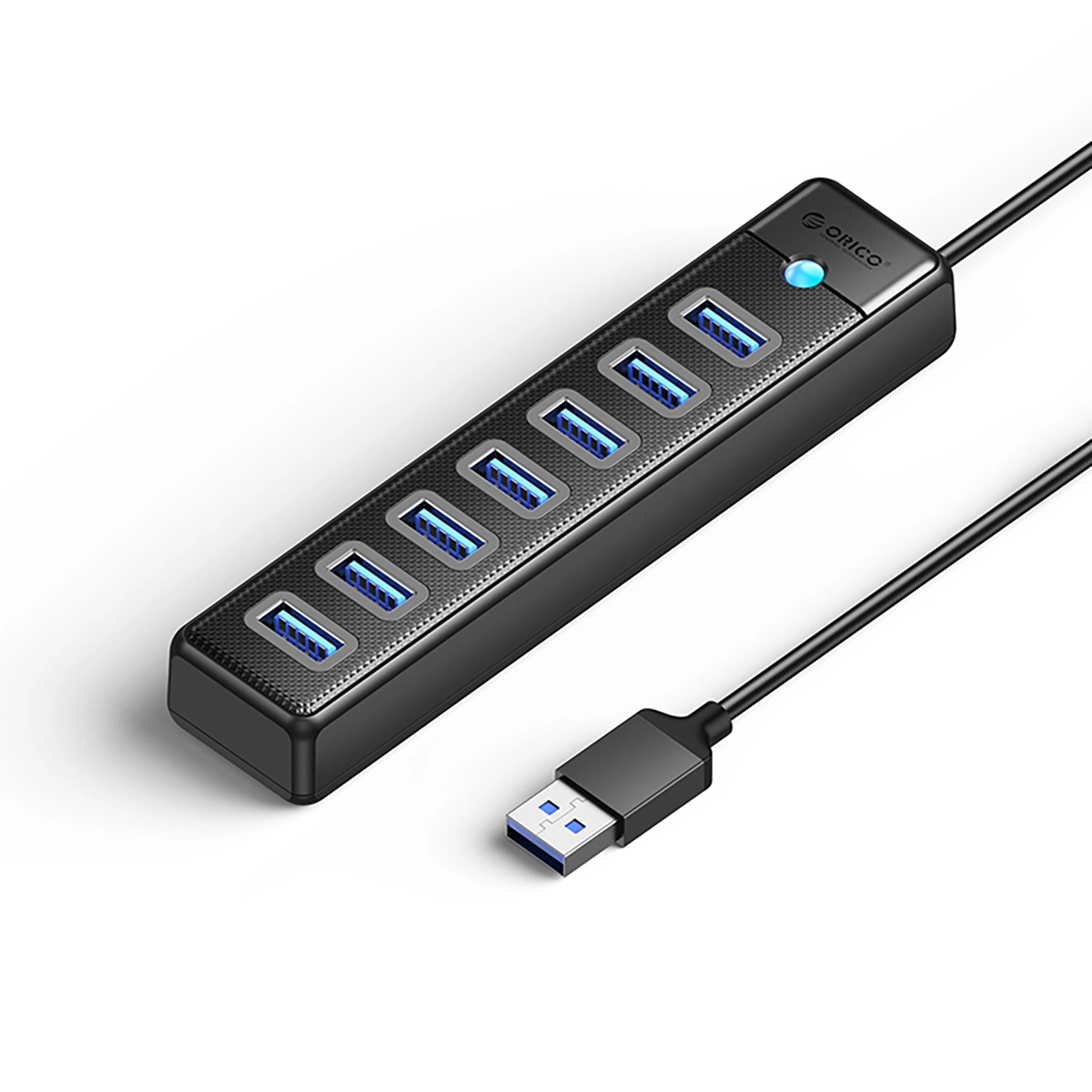 Concentrador Orico 7x USB A 3.0 para MacBook, teléfonos móviles y tabletas, transferencia rápida de datos