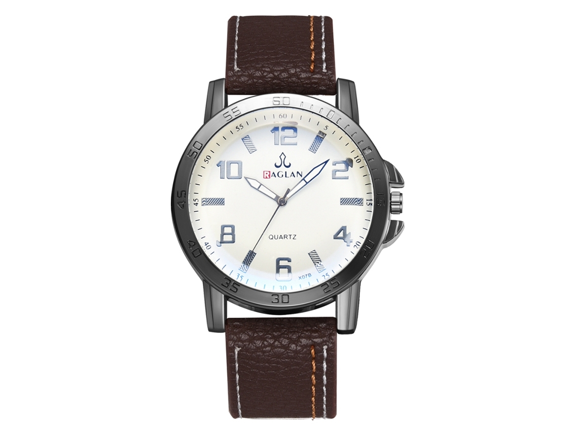 Reloj De Cuarzo Para Hombres Con Correa De Cuero Pu, Estilo Casual Y Empresarial, Marrón Oscuro