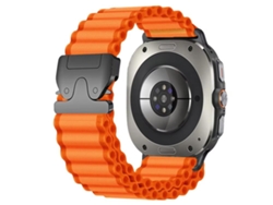 Bracelete Para Samsung Galaxy Watch 8 / 8 Classic - Nylon Esportivo Off-road Com Fecho De Paraquedas - Laranja + Fivela Preta