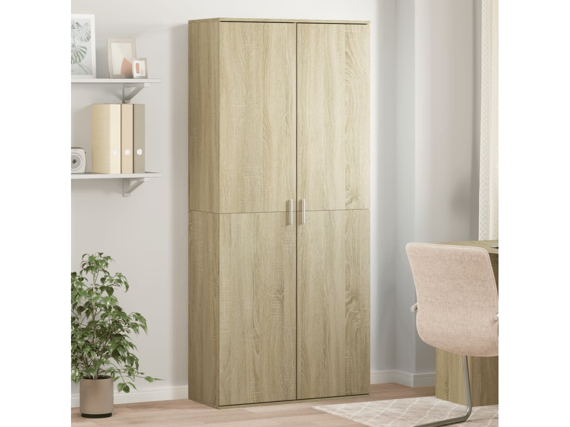Aparador Alto | Mueble De Comedor | Buffet Alto Madera De Ingeniería Roble Sonoma 80x35x180 Cm Wsd52350
