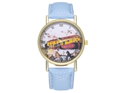 Reloj De Pulsera Analógico De Cuarzo Unisex Zhoulianfa Con Pantalla Redonda Azul Claro.
