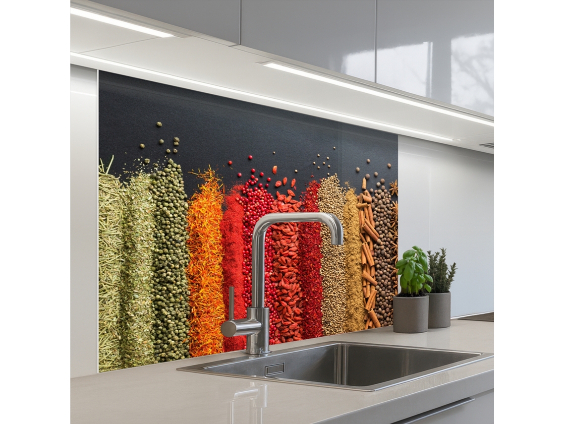 Paneles para salpicadero de cocina Especias - Hierbas aromáticas - Trabajos - Arcoíris 100x80 cm