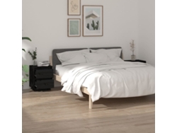 Mesitas de Noche LOVELY HOME Mesinha 2 Pcs 40X35X50 Cm Pinho Maciço Preto