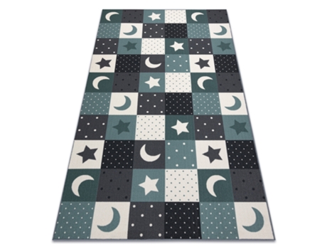 Alfombra Para Niños Stars Estrellas Turquesa/Gris (300 x 300 cm)