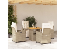 Juego de comedor de jardín de 5 piezas con cojines, mimbre sintético beige, Dkd Home Decor