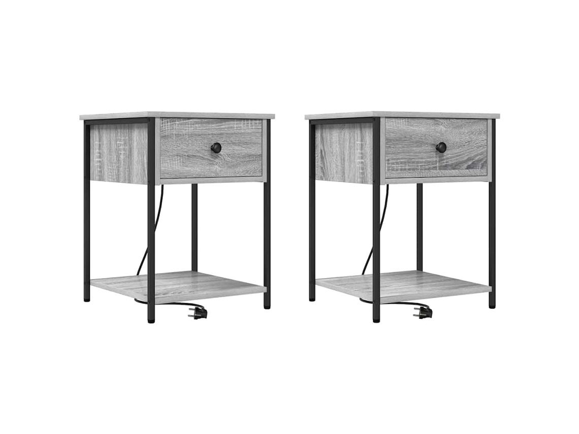 Maison Exclusive - Armario De Noche Con Cajón 2 Pcs Gris Sonoma 42 X 41 X 56 Cm