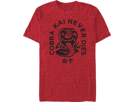 Camiseta Unisexo DEEPSTONE Vintage Cobra Kai Never Dies brezo rojo (XXXL)