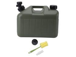 Contenedor de agua para camping de 10 litros con grifo, color verde cuadrado.