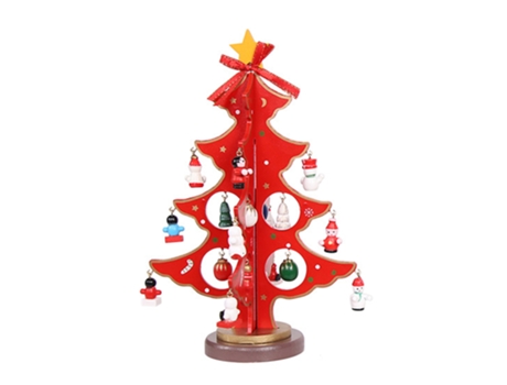 Juego de juguetes de Navidad con decoración de árbol de Navidad de madera de escritorio divertido con mini adornos (estilo 4)